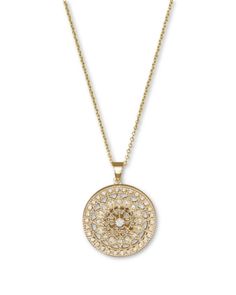 Diamond Medallion Pendant Necklace in 14K Yellow Gold, .25 ct. t.w. Diamond Filigree Round Pendant Jewelry, Formal Medallion Diamond Necklace, Luxury Filigree Cubic Zirconia Jewelry, Fine Jewelry Diamond Necklace With Filigree Details, Fine Jewelry Diamond Necklace With Filigree, Fine Jewelry Diamond Filigree Necklace, Elegant Single Cut Diamond Medallion Necklace, Elegant Medallion Necklace With Single Cut Diamonds, Yellow Gold Medallion Jewelry With Pave Setting