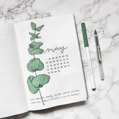 Bullet journal monthly cover page, May cover page, plant drawing. | @littleolivebujo Travel Journal Cover, Bullet Journal Cover Page, Plant Drawing