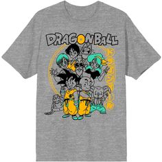 Bring the fun of the game anywhere in real life with this cool DBZ inspired tee! This fun adult men’s t-shirt has a large illustrated graphic on the front of all your favorite characters from the Dragon Ball Origins video game. This comfy crew neck tee in heather gray is made of high-quality, premium polyester and cotton material, and is professionally printed to ensure long-lasting color and print quality. It can be machine washed in cold water with like colors, and tumble dried on low for easy Fandom T-shirt With Character Print For Fan Events, Fun Character Print T-shirt For Fan Conventions, Pop Culture Graphic Print T-shirt, Fandom Graphic Print T-shirt For Streetwear, Pop Culture T-shirt With Character Print For Comic-con, Fandom Crew Neck T-shirt For Fan Events, Funny Character Print Streetwear T-shirt, Graphic T-shirt For Comic-con, Comic-con Graphic Cotton T-shirt