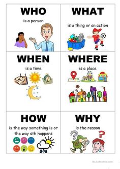 four different types of words with pictures on them