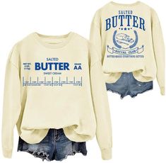 two shirts with the words butter printed on them