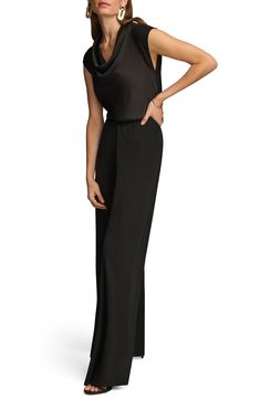 Effortlessly elevate your on-the-clock style with these streamlined flat-front pants in a wide-leg silhouette. 100% polyester Hand wash, dry flat Imported Sleek Wide Leg Evening Pants, Sleek Wide Leg Pants For Evening, Sleek Solid Pants For Evening, Sleek Solid Color Evening Pants, Sleek Black Wide-leg Pantsuit, Elegant Black 4-way Stretch Dress Pants, Elegant Wide Leg Pants With 4-way Stretch, Elegant Black 4-way Stretch Pants, New York Flat