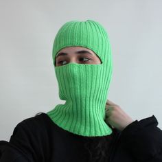 Balaclava green neon, knit balaclava, ski mask 1 hole, woole - Inspire Uplift Knitted Balaclava, Ski Mask, Neon Color, Original Gift, Merino Wool, Skiing, Gifts For Friends, Mask, Great Gifts