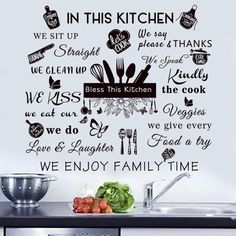 kitchen wall decals with words on it