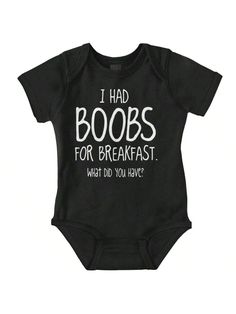 Baby Boy Funny Breastfeeding For Breakfast Romper Brisco Brands Black   Short Sleeve Fabric Colorblock,Graphic,Letter,Slogan Tee Medium Stretch All Baby Boys Clothing, size features are:Bust: ,Length: ,Sleeve Length: Boy Onesie, Baby Boy Onesies, Slogan Tee, Weird Stuff, Boys Romper, Boys Clothing, Kids Beachwear, Baby Romper, Black Shorts