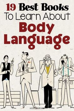 a book cover for the 19 best books to learn about body language, with an image of men in suits