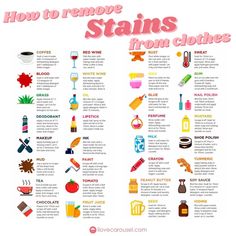 how to remove stains from clothes with pictures on the page and below it is an image of