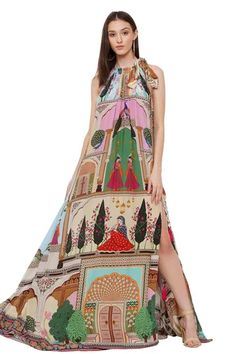 Shop for Limerick by Abirr N' Nanki Multi Color Crepe Legacy Maxi Dress for Women Online at Aza Fashions Sleeveless Silk Printed Dress, Multicolor Floor-length Dress With Digital Print, Summer Floor-length Dress With Printed Motifs, Multicolor Printed Maxi Sleeveless Dress, Summer Floor-length Dress With Digital Print, Multicolor Printed Motifs Maxi Dress, Silk Floor-length Dress With Printed Motifs, Floor-length Silk Dress With Printed Motifs, Multicolor Printed Maxi Dress