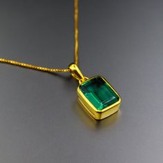 Rectangle 14K Gold Emerald Necklace - 925 Sterling Silver Emerald pendant - Emerald Handmade Necklace For Women - Gift For Her - Necklace  ✈ Free Shipping (USPS) ✈ Free Shipping United Kingdom 🎁 Free Gift Box ↻ 3 Days Return ⌛ 3-Day Handling Time ❥ Metal: Solid sterling silver ❥ US Ring Size: Choose Size ❥ Mainly Design For Women Solid 925 Sterling Silver ❥ Women Party Wear Ring ❥ Anniversary Day Ring ❥ Hangout Ring ❥ Office Meeting Ring ❥ Travel Ring ❥ Gift Ring For Wife 💖 General Care Instructions ❥Remove jewellery when showering or bathing. This is particularly important when on the beach, in the sea and in chlorinated water ❥Avoid wearing jewellery when doing physical work such as housekeeping, gardening or exercise ❥Never expose jewellery to household cleaning products, especially b Formal Gold Sterling Silver Emerald Necklace, Fine Jewelry Gold Emerald Necklace In Sterling Silver, Gold Sterling Silver Necklace With Rectangular Stone, Yellow Gold Necklace With Emerald Rectangular Pendant, Yellow Gold Necklace With Rectangular Stone For Anniversary, Gold Emerald Cut Gemstone Necklace, Gold Necklaces With Rectangular Stone For Formal Occasions, Gold Necklace With Emerald Cut In 14k Gold, Gold Necklace With Emerald Cut May Birthstone