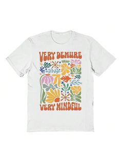 COMFY & COOL: Nearly There offers graphic shirts made of materials that are durable, comfortable, and easy to care for. Whether you're looking for a funny, inspirational, or pop-culture-inspired graphic shirt, we've got you covered.Nearly There Demure Flowers Graphic Cotton Unisex T-Shirt White Casual  Short Sleeve  Animal,Floral,Letter,Tropical,Plants    Women Clothing, size features are:Bust: ,Length: ,Sleeve Length: Flowers Graphic, Animal Letters, Flower Graphic, Ladies T Shirt, Graphic Shirt, Tropical Plants, White Casual, Shirt White, Graphic Shirts