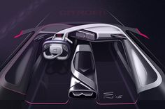 the interior of a futuristic car is shown in this artist's rendering