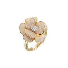 PRICES MAY VARY. Material: CZ crystal flower ring crafted in an open blooming camellia design made of copper and plated in 14k yellow gold. Trendy Flower Eternity Ring for Women: Trendy elegant design, easy to match, adjustable open ring suitable for most people, charming accessory for both daily casual and formal events. Gold Finger Band Size: The size is adjustable and the ring can match your finger perfectly. Perfect Gifts: Handmade jewelry is a simple romantic gift for your loved: family, mo Promise Rings Dainty, Finger Band, Rings Dainty, Open Flower, Camellia Flower, Trendy Flowers, Ring Crafts, Crystal Flower, Romantic Gift