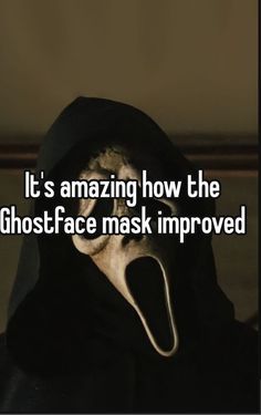 a person wearing a black hoodie with the words it's amazing how the ghost face mask impposed