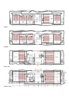 three plans for a boat that is in the water