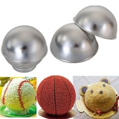 there are three different types of balls and one has a stuffed animal on it's head