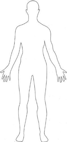 the outline of a man's body and hands