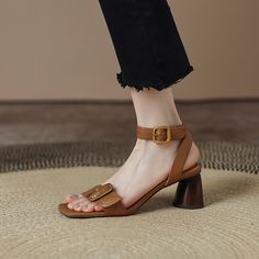 Shipping: Worldwide Express Shipping AvailableDelivery time: 7-15Days Fast ShippingReturns: Fast refund, 100% Money Back Guarantee. Mary Jane High Heels, Genuine Leather Sandals, Open Toe High Heels, Brown Heels, Mary Jane Heels, Buckle Sandals, Open Toe Sandals, Brown Sandals, Brown Shoe