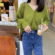 Autumn Fashion V-neck Knitted Cardigan Women Green Long Sleeve Single Breasted Sweaters Casual Knitwear Mujer [20231204] window.adminAccountId=2670768128; 2024 Fits, Casual Knitwear, Knitting Women Cardigan, Cardigan Women, Green Long Sleeve, Knitted Cardigan, Dress With Cardigan, Cardigans For Women, Single Breasted