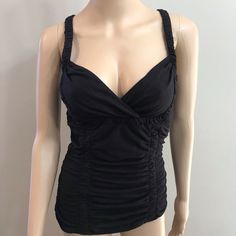 Nwt Anthropologie Deletta Ruched Racerback Tank Top Blouse Black Sz S. Cotton, Modal Approx Measurements Laying Flat Armpit To Armpit 14” Length Chic Black Ruched Tank Top, Black Tops With Ruched Back For Summer, Black Top With Ruched Back, Fitted Black Top With Ruched Back, Casual Black Ruched Tank Top, Black Ruched Tank Top For Summer, Black Sleeveless Ruched Top, Black Ruched Sleeveless Top, Elegant Ruched Tops For Beach