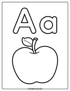 an apple with the letter a in it coloring pages for kids to print and color