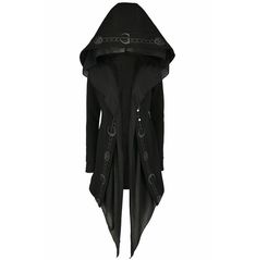 Black Gothic Oversized Hood Fortune Teller Long Asymmetrical Jacket Moon Veil, Asymmetrical Jacket, Half Jacket, Gothic Looks, Asymmetric Jacket, Fortune Teller, Goth Fashion, Long Hoodie, Dark Side