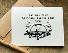 a card with the words, may all your birthday wishes come true on it next to a pen and envelope