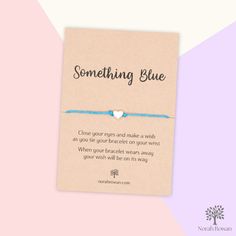 Something blue wish bracelet. Are you looking for the beautiful little gift for the bride? It makes a perfect gift on her special day. By using blue string it makes a lovely way for the bride to wear something blue as part of something new, something borrowed, something blue! You can find all our other wedding gifts here - https://www.etsy.com/uk/shop/NorahRowan?section_id=29359279 ** Please note as of 1st July 2024 this item has a new design. Please see below for details. ** All our wish bracel Something Blue Wedding Gift, Presents For The Bride, Jewelry Bride, Something Blue Wedding, Bride Jewelry, Something Borrowed, Bridal Gift, Be Present, Wish Bracelets