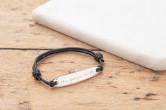 Reverse Braid, Silver Bars, Love Messages, Dark Black, Bracelet