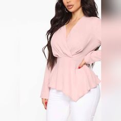 Fashion Nova Dusty Pink Blouse, Fashion Nova Tops, Love At First, Curve Dresses, Women Shirts Blouse, Womens Loungewear, Shirts Blouses, Pink Blouse, Love At First Sight