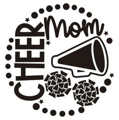 a black and white logo with the words cheer mom on it, surrounded by stars