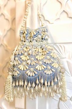 Shop for Adora by Ankita Velvet Embellished Polti Bag Online at Aza Fashions Polti Bag, Beads Bag, Pearl Clutch, Potli Bag, Embellished Bags, Diy Bag Designs, Crystal Bags, Potli Bags, Embroidery Bags