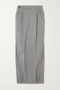 Brunello Cucinelli is always exploring tailoring through a contemporary lens. This maxi skirt is made from gray stretch-wool and has pressed pleats that nod to traditional suit trousers. Skirt With Trousers, Corporate Skirt, Organza Midi Skirt, Fw 2024, Silk Wrap Skirt, Pleats Skirt, Traditional Suit, Cotton Midi Skirt, Latest Skirts