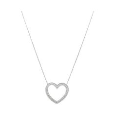 Finely crafted in platinum with 1.00 carats of Round Brilliant cut diamonds. Signed by Tiffany & Co. 19.5 inches long Diamond Heart Necklace Tiffany & Co., Diamond Heart Necklace, Dr Closet, Heart Necklace Diamond, Tiffany And Co, Cute Necklace, Open Heart, Aesthetic Grunge, Simple Necklace