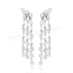 SI/H Diamond Chandelier Earrings 18k White Gold Wedding Jewelry for Her 6.00 Ct Formal Diamond White Chandelier Earrings With Brilliant Cut, Luxury Pear-shaped Diamond Chandelier Earrings, Formal Diamond White Chandelier Earrings With Diamond Cut, Fine Jewelry Pear-shaped Chandelier Earrings For Formal Events, Diamond White Brilliant Cut Chandelier Earrings, Luxury Diamond Cut White Chandelier Earrings, Fine Jewelry Diamond White Chandelier Earrings With Brilliant Cut, Luxury White Diamond-cut Chandelier Earrings, Formal Diamond Drop Chandelier Earrings