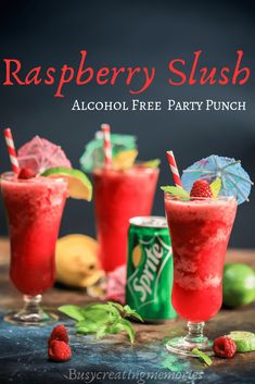 raspberry slushy alcohol free party punch