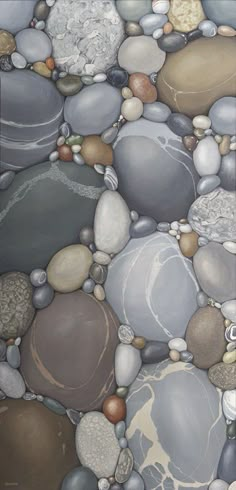 a painting of rocks and pebbles on the ground