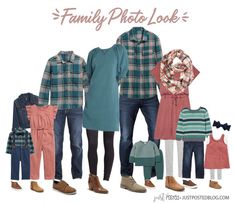 the family photo looks like it has many different outfits and clothes for them to wear