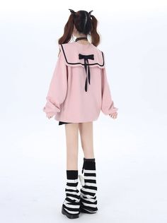 ❤︎Star Sweetger Sailor Long Mine Tops❤︎ Kawaii Long Sleeve Blouse, Pink Casual Blouse With Doll Collar, Casual Pink Blouse With Doll Collar, Cute Long Sleeve Pink Blouse, Cute Pink Blouse With Doll Collar, Feminine Pink Top With Doll Collar, Cute Pink Doll Collar Top, Cute Pink Top With Cute Collar, Sweet Pink Long Sleeve Top