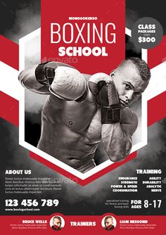 a flyer for a boxing school