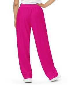 Get the comfort of pajamas in this stylish pair of wide-leg pants. With the adjustable waist and stretchy fabric, it’s like your favorite sweatpants but better. • Relaxed unisex fit • Practical side pockets • Elastic waistband with a white drawstring • Can be worn on the waist or on the hips • Premium knit mid-weight jersey fabric • 95% polyester, 5% elastane This product is made especially for you as soon as you place an order, which is why it takes us a bit longer to deliver it to you. Making Pink Wide Leg Pants, Taste The Rainbow, Pantalon Large, All Smiles, Party Shirts, Stretchy Fabric, Jersey Fabric, Leg Pants, Labour Day