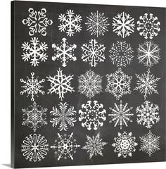 a blackboard with white snowflakes on it