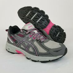 These Asics Gel Venture 6 Womens Running Shoes are in Excellent Condition. ONLY WORN ONCE! Basically Brand New! Asics Gel Venture 6 Sports Running Shoes Womens Size 7 Gray Pink T7G6N. Condition is "Pre-owned". Shipped with USPS Priority Mail. Asics Lace-up Running Shoes For Sports, Casual Trail Running Shoes With Gel Cushioning For Streetwear, Sporty Asics Running Shoes Fade-resistant, Sporty Fade-resistant Asics Running Shoes, Asics Running Shoes Fade-resistant, Asics Fade-resistant Running Shoes, Asics Pink Running Shoes For Streetwear, Pink Asics Running Shoes For Streetwear, Fade-resistant Asics Running Shoes