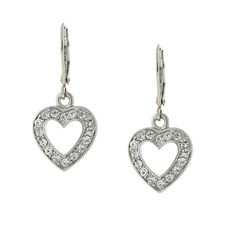 Silver Tone Crystal Heart Drop Earrings Channel Jewelry, Chic Fashionista, Jewelry Classic, 1928 Jewelry, Silver Heart Earrings, Vintage Inspired Jewelry, Heart Drop Earrings, Silver Drop Earrings, Jewelry Companies