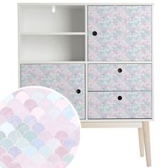 an image of a dresser with mermaid scales on it