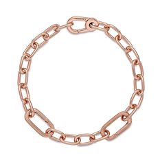 Link what you love like never before. This 14K rose gold-plated Pandora ME Link Chain Bracelet holds endless styling possibilities. The design features two openable connectors - designed with grooved surfaces to set them apart - a group of four links between each styling connector and a carabiner clasp closure. First, customize your link chain: four links can be swapped out for one styling double link or one styling link - keep the original length or adjust it to suit you. Once you’ve curated yo Pandora Me, Group Of Four, Bracelet Pandora, Link Chain Bracelet, Mesh Bracelet, Rose Gold Bracelet, Dangle Charms, Pandora Bracelet, Bracelets And Charms