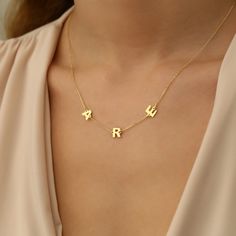 💖✨ Personalised Three Letter Necklace - 14K Gold Plated 💖✨ ✨Elevate your style with our stunning 14K Gold Plated 925 Silver Name Necklace! This exquisite piece features the names of your loved ones, making it a perfect keepsake for celebrating family bonds. Handcrafted with care, it's a heartfelt gift for Mother's Day,💞  birthdays, 🎂 or any occasion that honors the special role of mothers in our lives. Personalize it with up to three names, symbolizing the strength and unity of your family. Made with love and attention to detail, this necklace is sure to become a treasured heirloom, symbolizing the everlasting love and connection within your family. 💖✨ 🌟 Key Features: 🌟 Product Specifications 🌟 🔹 Material: Sterling Silver, 14k Gold Plated, and 14k Rose Gold         Plated  🔹 Neck Letter Necklace Silver, Gift For Mom Christmas, Friendship Necklace, Unique Gifts For Mom, Family Necklace, Friendship Necklaces, Mom Christmas, Personalized Gifts For Mom, Necklace Unique