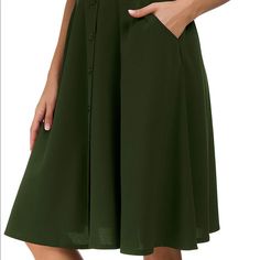 Material:100 % Polyester.Soft Fabric And Comfortable Touch, Not Easily Deformed. Causal Pleated Midi Skirt With Two Pocket On Side,Button Front As A Decoration, Back Elastic Waistband, Unlined. Classical A-Line Solid Color Single Breasted Skirt Knee Length Shows Elegant And Intellectuality. Never Worn Green Is Lighter Than Photo Summer A-line Skirt With Button Closure, Knee-length Summer Skirt With Button Closure, Summer Knee-length Skirt With Button Closure, Elegant Green Bottoms With Button Closure, Buttoned A-line Skirt, High Waist Skirt With Buttoned Pockets For Summer, Solid Knee-length Skirt With Buttons, Knee-length Denim Skirt With Button Closure, Knee-length Buttoned Skirt