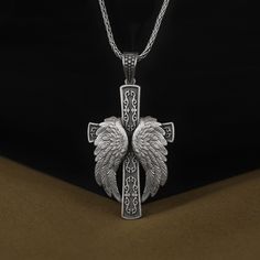 Religious Cross with Angel Wings Pendant, 925 Sterling Silver Christian Jewelry, Meaningful Gift for Family Members, Engraved Silver Pendant Made of 925 silver and handcrafted by hand, this ring is not only an accessory piece that complements your daily elegance, but also has details that will reflect your character and style. It is also a great gift to give to your loved ones on their special days. At SavisSilver, we always give importance to the satisfaction of our customers, we recommend you Silver Stainless Steel Jewelry For Memorial, Memorial Sterling Silver Jewelry With Oxidized Finish, Silver Engraved Wing-shaped Jewelry, Sterling Silver Cross Jewelry For Memorials, Engraved Wing-shaped Silver Jewelry, Engraved Wing-shaped Jewelry For Gifts, Engraved Wing-shaped Jewelry Gift, Symbolic Silver Jewelry For Memorial, Symbolic Silver Jewelry For Memorials