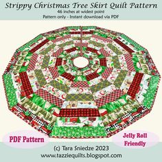 a quilted christmas tree skirt pattern is shown