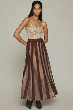 Rent Sheer Pleated Maxi Skirt from Nuuly. Pick 6 items for $98/month. Free shipping + returns. Chic Long Sheer Skirt, Chic Sheer Midi Skirt, Chic Sheer Mini Skirt, Chic Sheer Flared Skirt, Casual Sheer Skirt For Spring, Fitted Beige Maxi Skirt For Party, Elegant Brown Maxi Skirt For Party, Party Brown Lined Maxi Skirt, Chic Sheer Bottoms For Fall